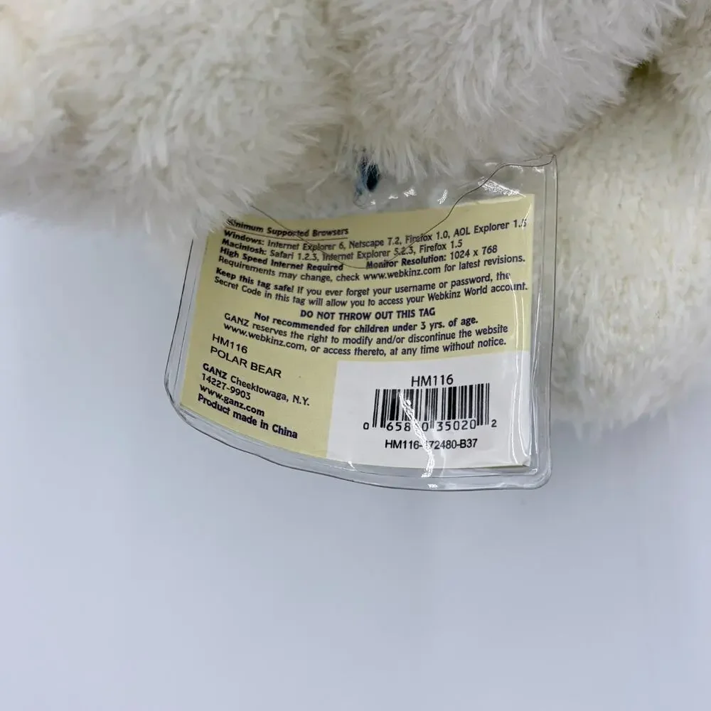 GANZ Webkinz Polar Bear Stuffed Animal Plush HM116 New Sealed Tag